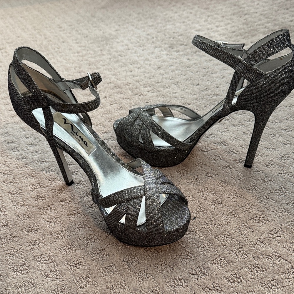 MIA Sparkling Black High Heel Sandals